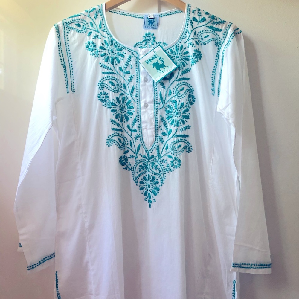 Karma Living embroidered coverup tunic. Handcrafted. Size 12. Brand new!